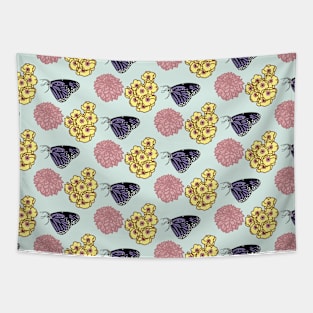 Girly Butterfly and Yellow and Pink Flower Pattern by Courtney Graben Tapestry
