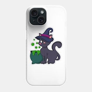 Cat as Witch with Cauldron Phone Case