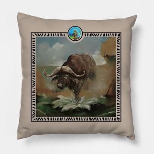 African Big Five Buffalo Pillow