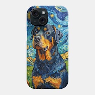 Rottweiler Dog Breed Painting in a Van Gogh Starry Night Art Style Phone Case