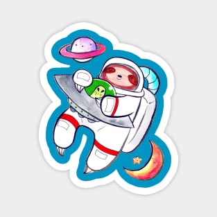 Watercolor Astronaut Sloth Magnet