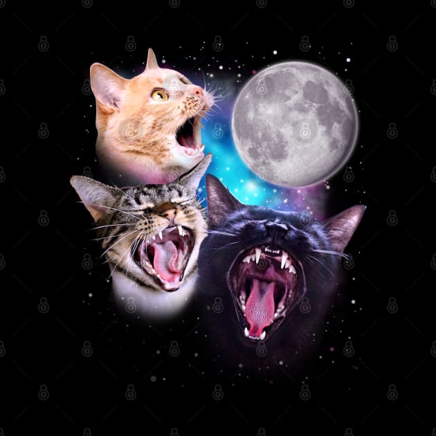 Three Cats Howl at the Moon by darklordpug