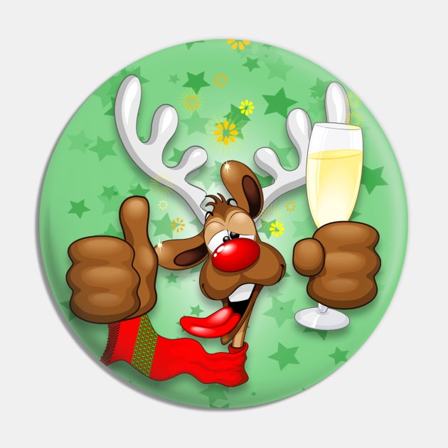 Reindeer Drunk Funny Christmas Character Pin by BluedarkArt