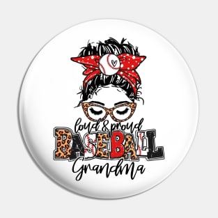 Baseball Grandma Messy Bun   Leopard Baseball Grandma Pin