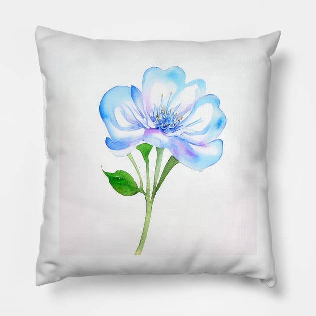 Watercolor Flower - Crystal Lake Pillow by Beastlykitty