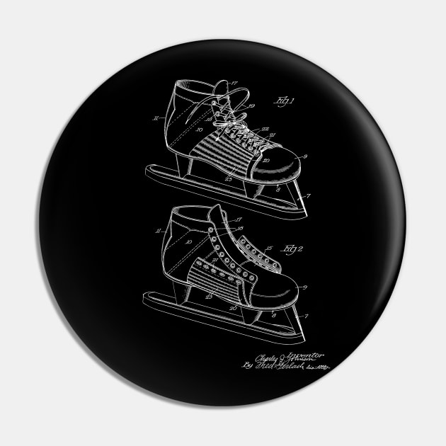 Hockey Shoe Vintage Patent Drawing Funny Novelty Pin by TheYoungDesigns