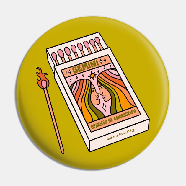 Gemini Matchbox Pin by Doodle by Meg