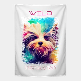 Yorkshire Terrier Dog Wild Nature Animal Colors Art Painting Tapestry