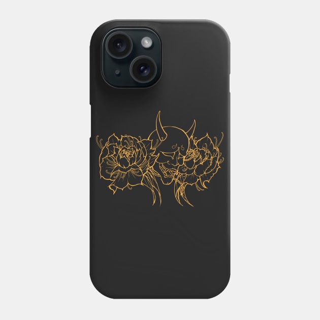 Hannya Mask & Peonies Phone Case by GKT_Art