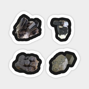 Mineral 4 Pack - Smoky Quartz, Pyrite, Tourmaline, Manganese Magnet