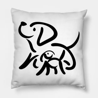 Stick figure dog in black ink Pillow