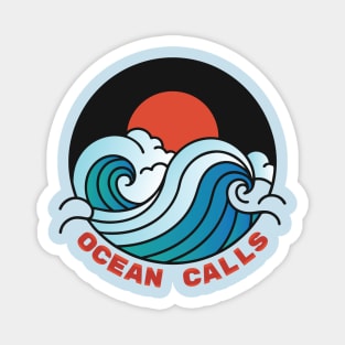 Ocean calls retro wave and sunset graphic Magnet