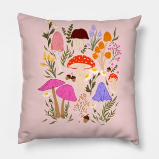 Enchanted Forest Floor: A Mycological Mosaic Pillow