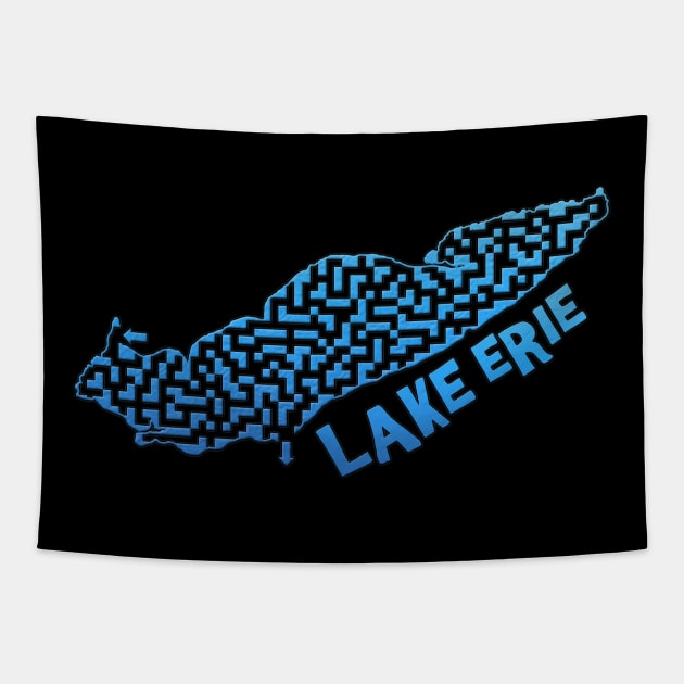 Lake Erie Outline Maze & Labyrinth Tapestry by gorff