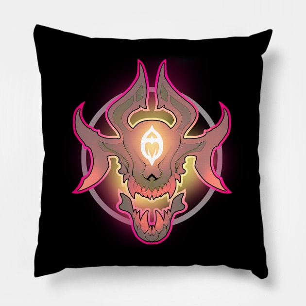 Rocker fire skull Pillow by RDOWNART