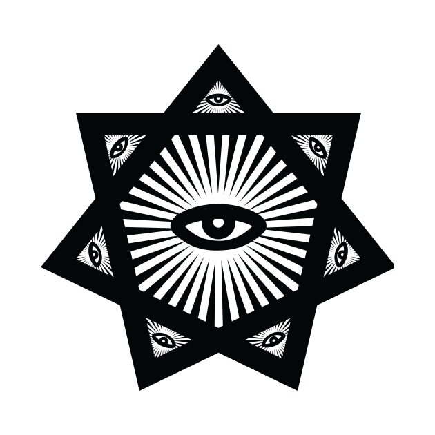 Heptagram 7 Sided Star With All Seeing Eye Scared Geometry by Nonstop Shirts