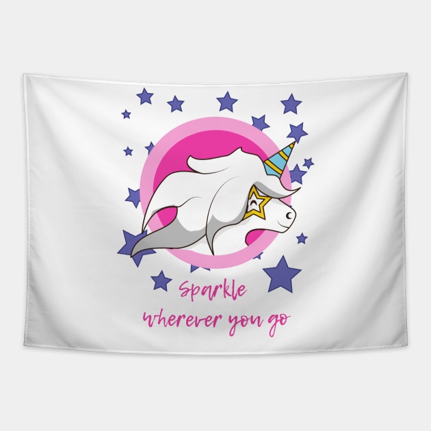 Unicorn Sparkle Wherever You Go Tapestry by Vegan Squad