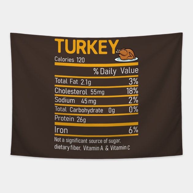 Turkey Nutrition Facts Funny Thanksgiving Costume Christmas T-Shirt Tapestry by BioLite