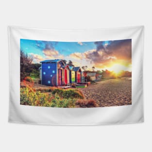 Warm Sunset over the Beach Landscape Tapestry