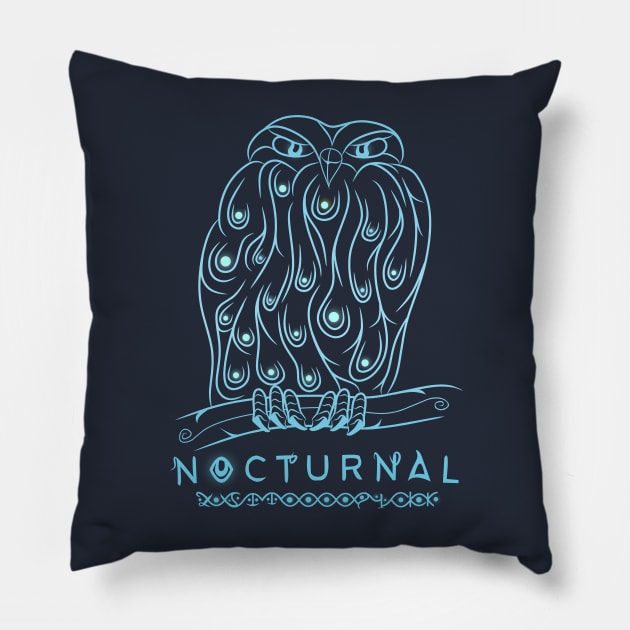 NOCTURNAL LUNAR OWL Pillow by justtpickk