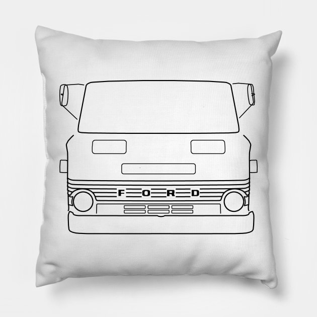 Ford D Series 1960s British classic lorry outline graphic (black) Pillow by soitwouldseem