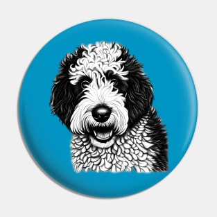 Sheepadoodle Dog Sketch Pin