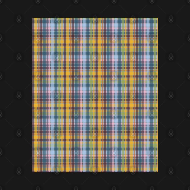 Coneflower Plaid Soft Blues and Yellows by FrancesPoff