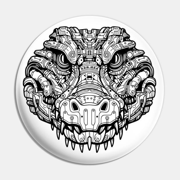 Biomechanical Crocodile: An Advanced Futuristic Graphic Artwork with Abstract Line Patterns Pin by AmandaOlsenDesigns