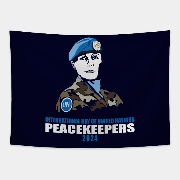 International Day of UN Peacekeepers 2024 Tapestry by Womens Art Store