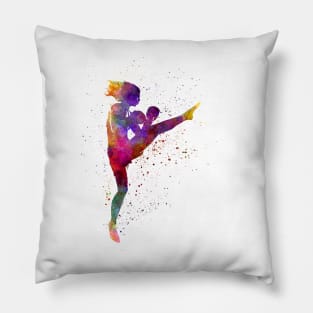 Boxing-muay thai in watercolor Pillow