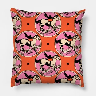 Yee Haw Black Cat Pattern in orange Pillow