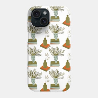 Pattern with books and houseplants Phone Case