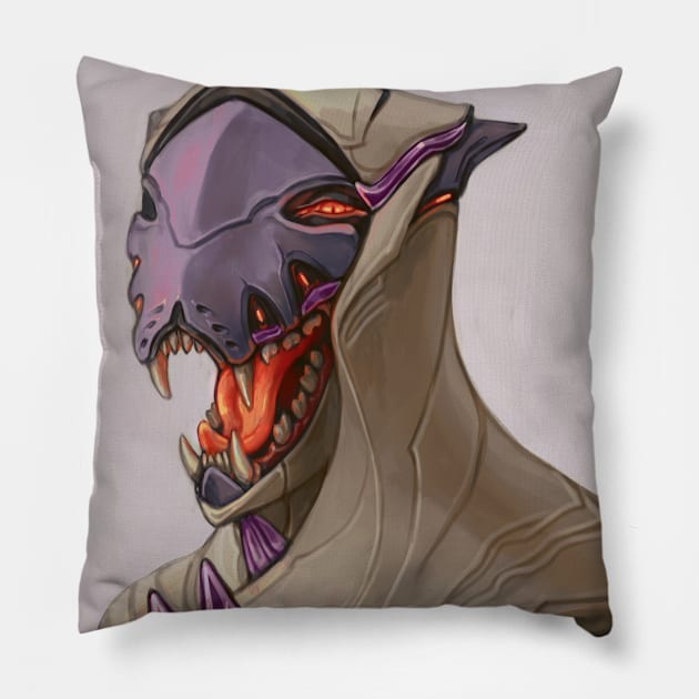 Toothy Wisp, Warframe Pillow by Cleo Naturin