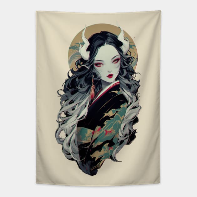 Japanese Demon Lady Tapestry by DarkSideRunners