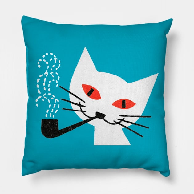 Vintage Cat Matchbook Illustration Artwork Pillow by CultOfRomance