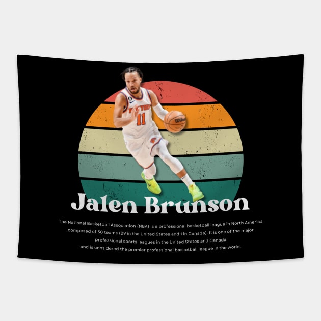 Jalen Brunson Vintage V1 Tapestry by Gojes Art