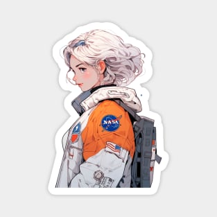 Nasa Cool Astronaut Girl in Space parka Original Illustration T-Shirt Magnet