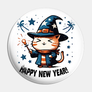 Happy New Year Cat Pin