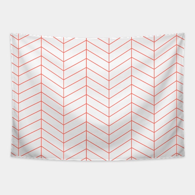 Herringbone - Living Coral Tapestry by NolkDesign