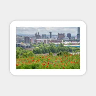 Poppies and the Liverpool skyline Magnet