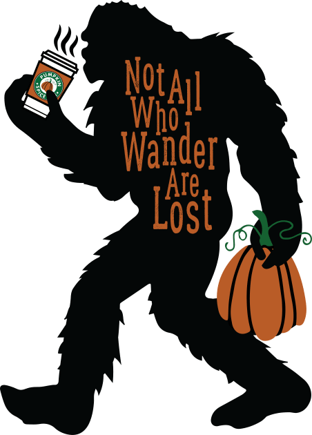 Pumpkin Spice Bigfoot - Sasquatch Coffee Addict Kids T-Shirt by Angel Pronger Design Chaser Studio