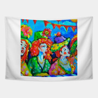 Happy Circus Clowns Tapestry