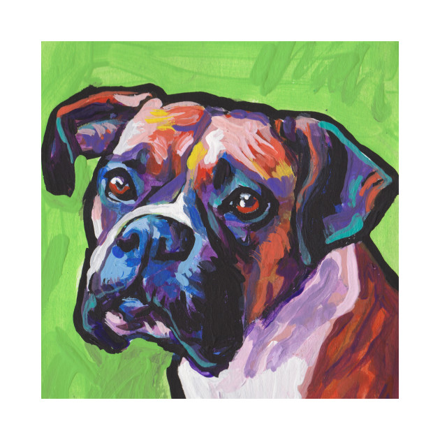 BOXER Dog Bright colorful pop dog art by bentnotbroken11