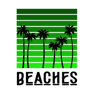 minimalistic green summer palm tree beach T-Shirt
