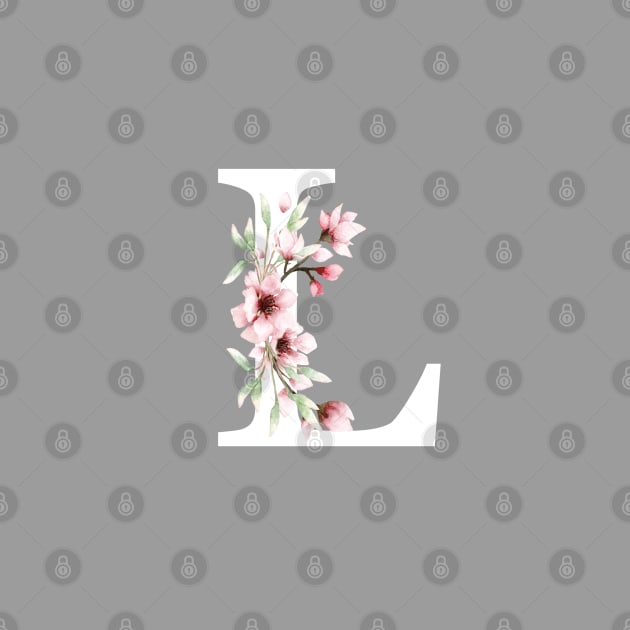 Letter L Monogram With Cherry Blossoms by thesnowwhyte