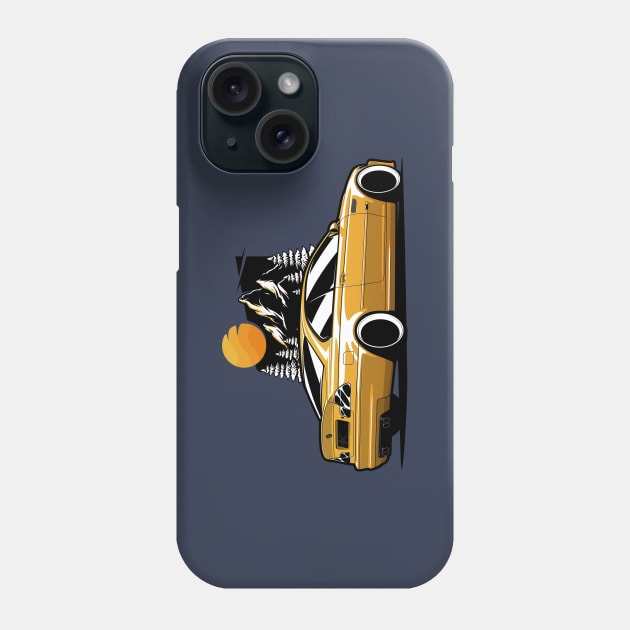 Yellow E46 Coupe M Mountains Phone Case by KaroCars