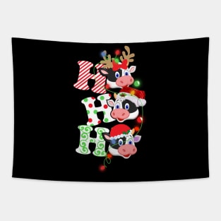 Ho Ho Ho Funny Christmas For Cow Lovers Tapestry