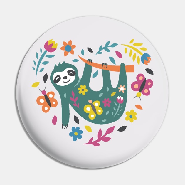 Colourful Sloth Pin by RioDesign2020