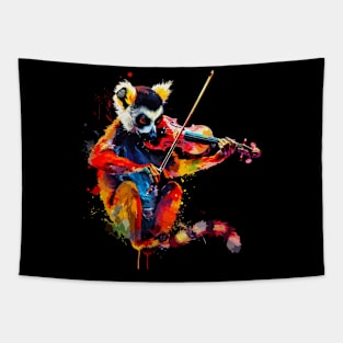 Lemur Playing Violin Tapestry