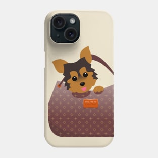 Yorkie in a purse Phone Case